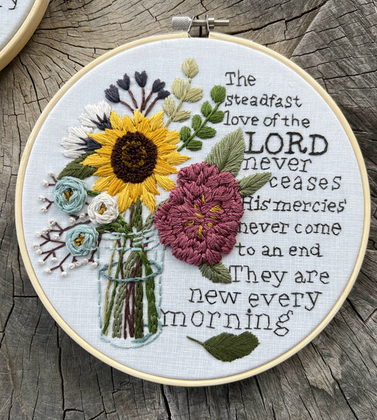 Hand Embroidery Hand Lettered Florals CUSTOM Design Hoop Wall Hanging Bible Verses Quotes Personal Encouraging Message Gift
