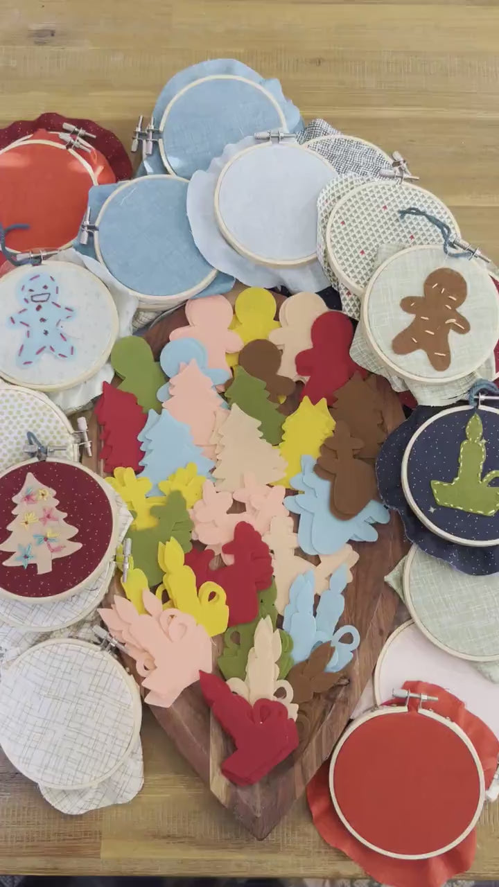 Embroidery for Kids | Ornament Craft Kit for Children | 2 4 inch hoops | handmade Christmas Tree Ornament | Teacher Gift Grandparent Craft